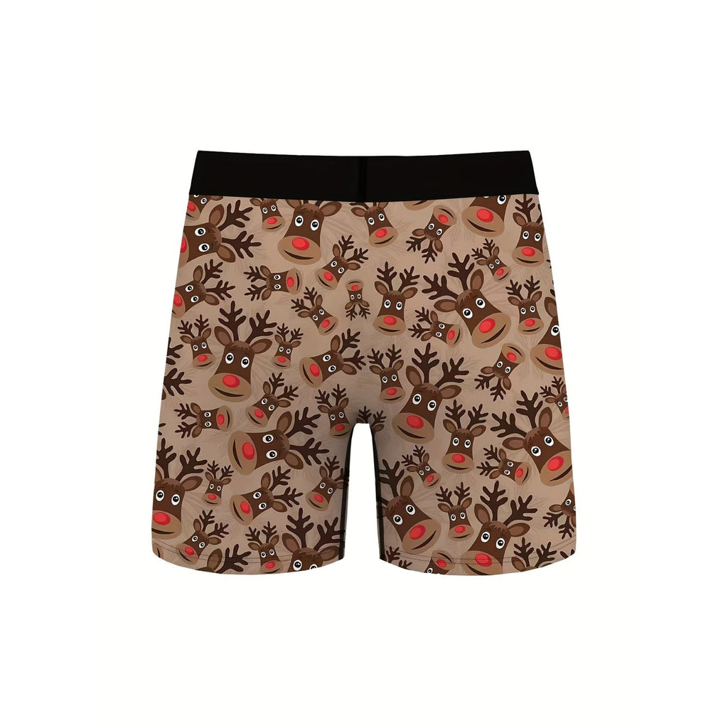 Men's Christmas Boxer Briefs Cotton Reindeer Print with Elastic Waistband - Image 3