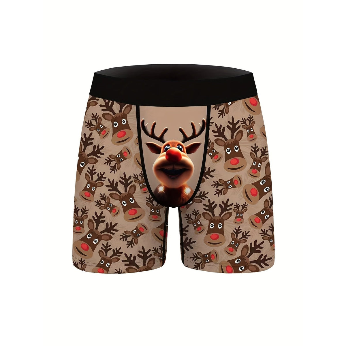 Men's Christmas Boxer Briefs Cotton Reindeer Print with Elastic Waistband - Image 5