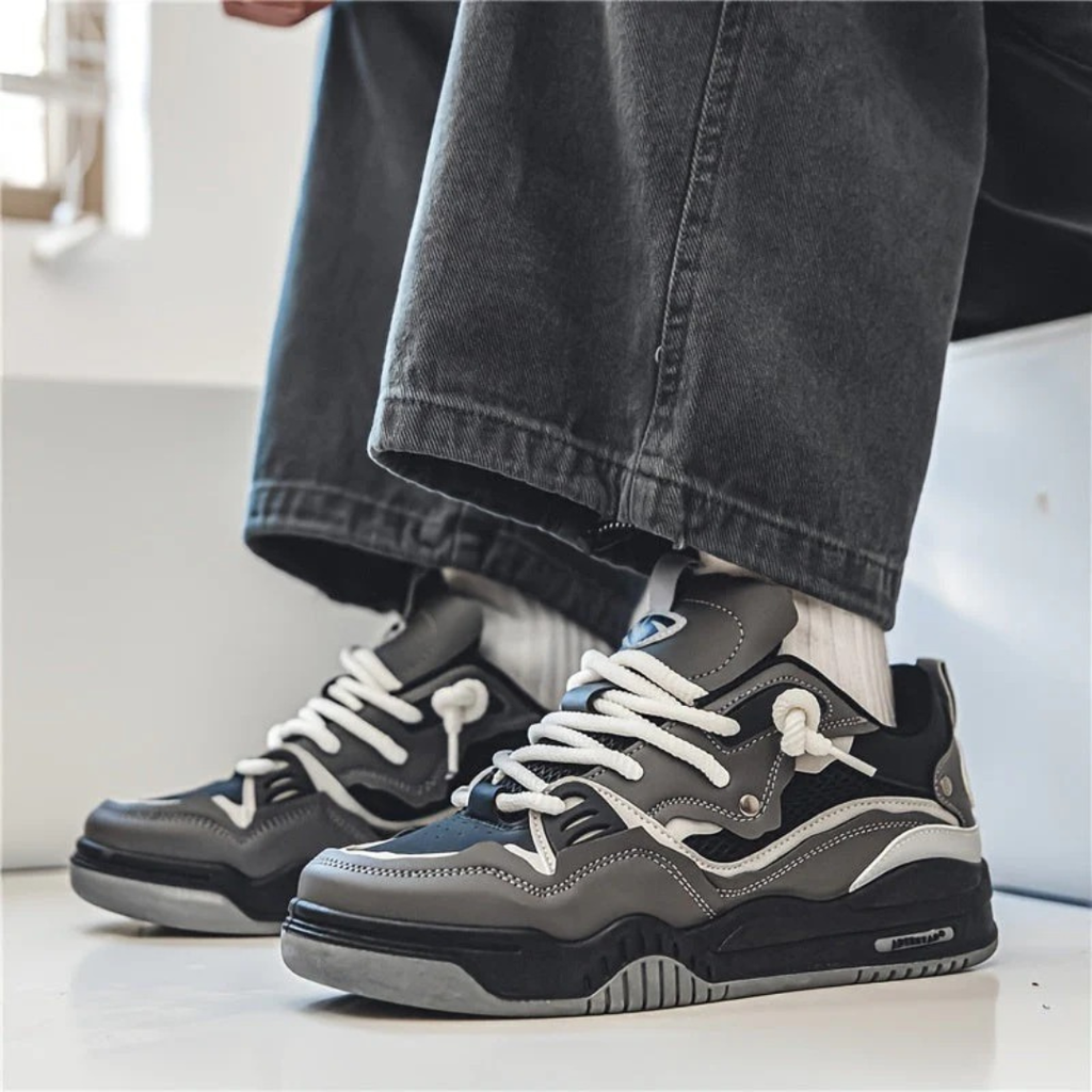 Men's Chunky Low Top Sneakers with Thick Laces Casual - Image 2