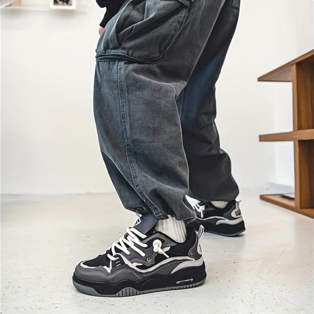 Men's Chunky Low Top Sneakers with Thick Laces Casual - Image 3