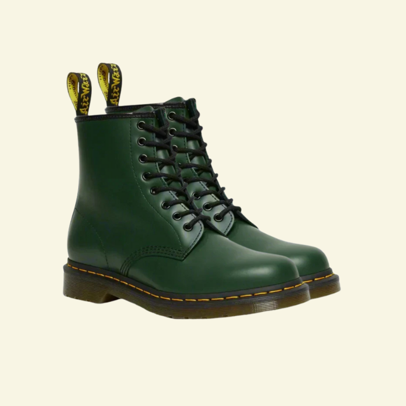 Men's Combat Boots with 8-Eyelet Lace-Up and Yellow Stitching Detail - Image 2