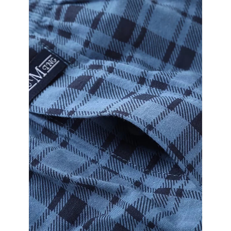 Men's Cotton Boxer Brief Underwear with Plaid Pattern and Elastic Waistband - Image 8