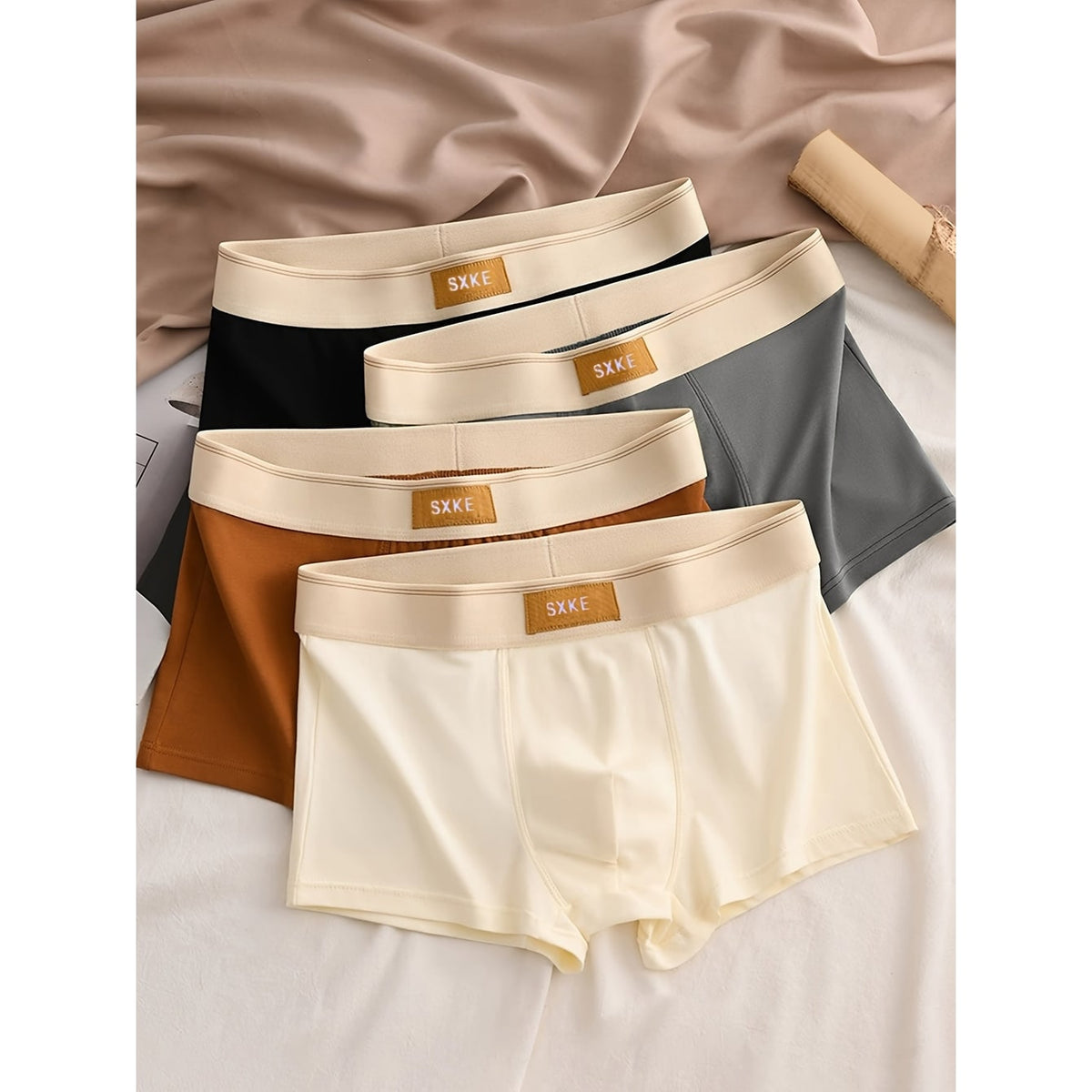 Men's Cotton Boxer Briefs 4-Pack with Stretch Fabric and Elastic Waistband - Image 1
