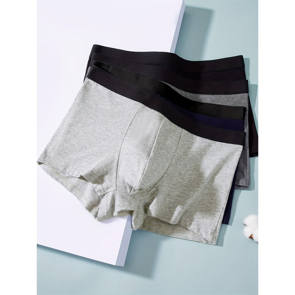 Men's Cotton Boxer Briefs 4-Pack with Stretch Fabric and Elastic Waistband - Image 2