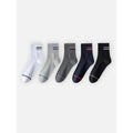 Men's Cotton Crew Socks 5-Pack with Ribbed Cuffs and Stripe Details - Image 7