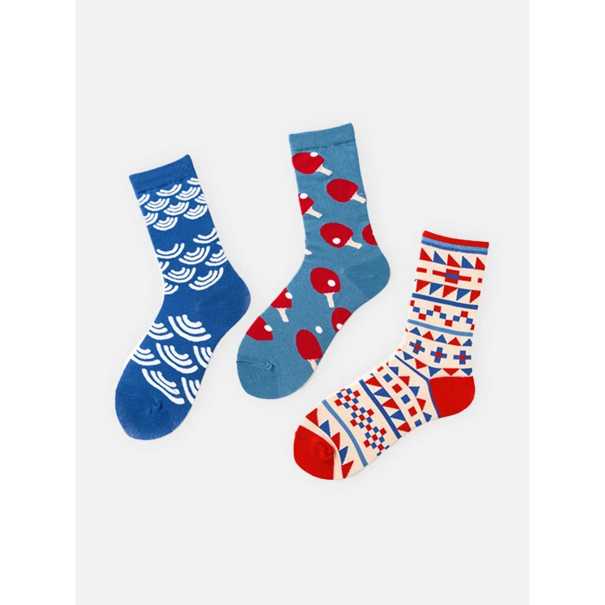 Men's Crew Socks Moisture Wicking Patterned Colorful Knit with Ribbed Cuff - Image 1