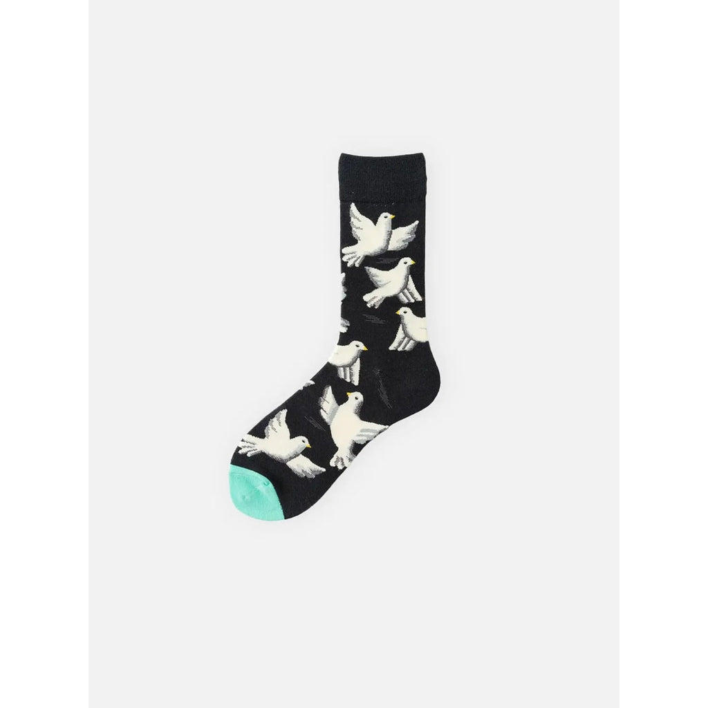 Men's Crew Socks with Animal Print and Novelty Knit Patterns - Image 3