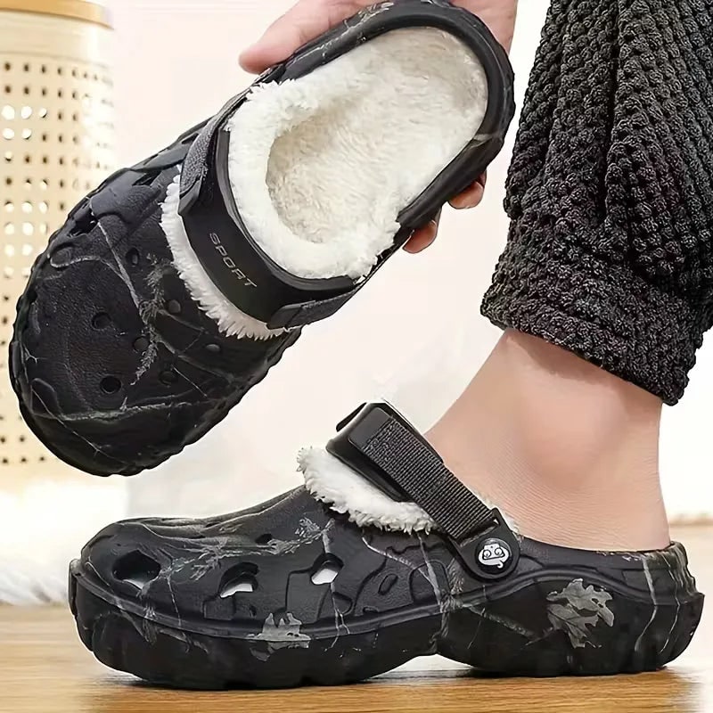 Men's Fleece Lined Clogs Shoes with Adjustable Strap and Grip Sole - Image 9