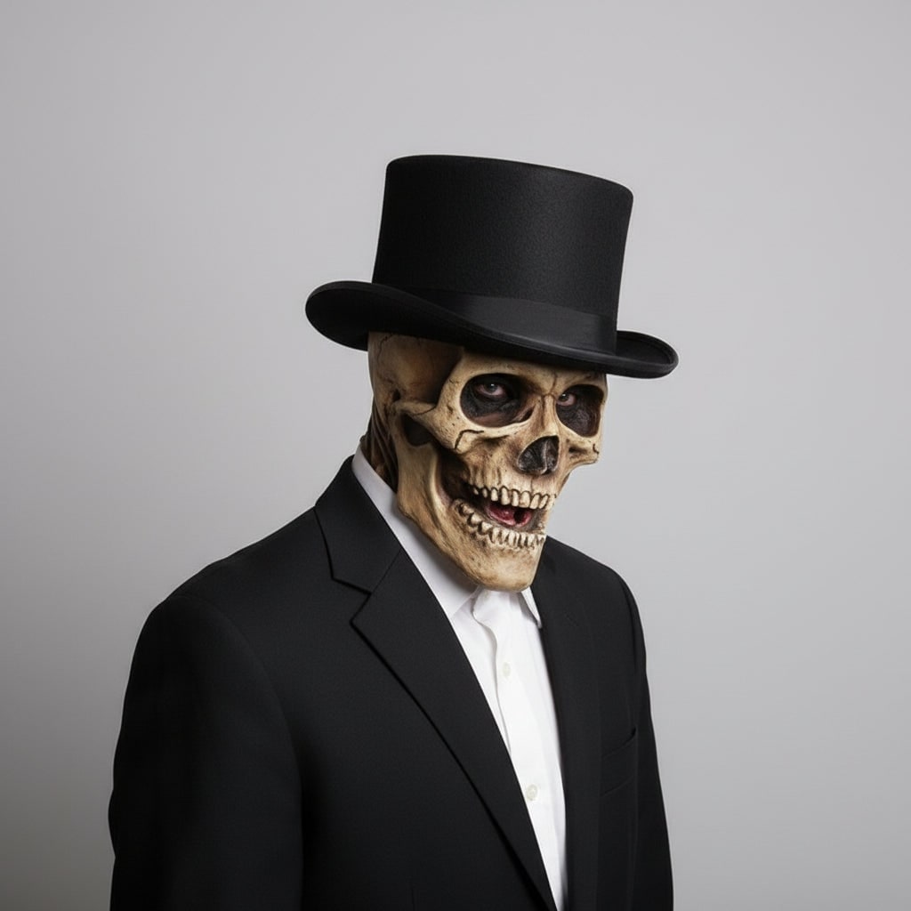 Men's Full Head Skull Mask with Exposed Brain and Ribcage Latex Skeleton Creepy Halloween Costume - Image 3