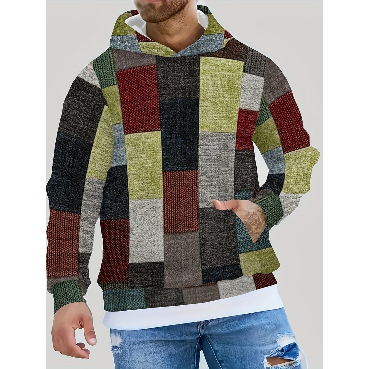 Men's Graphic Pullover Hoodie Sweatshirt with Kangaroo Pocket Streetwear - Image 3