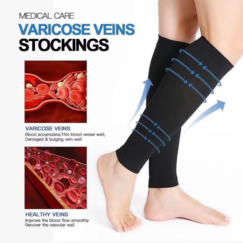 Men's Leg Compression Sleeves for Calf Support and Relief with Elastic Knit - Image 5