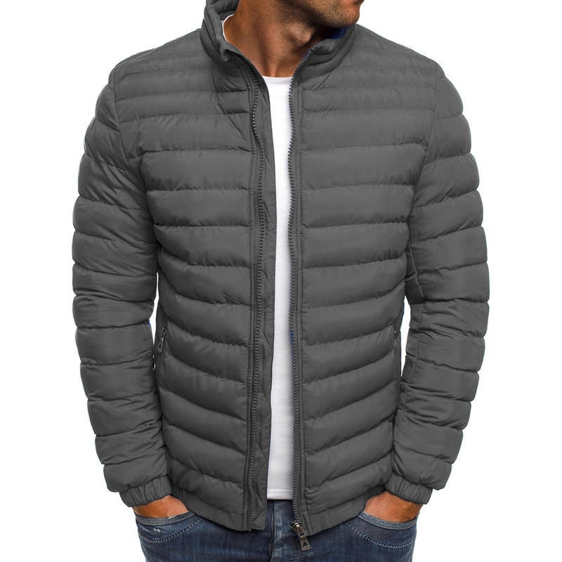 Men's Lightweight Puffer Quilted Jacket with Stand Collar - Image 2