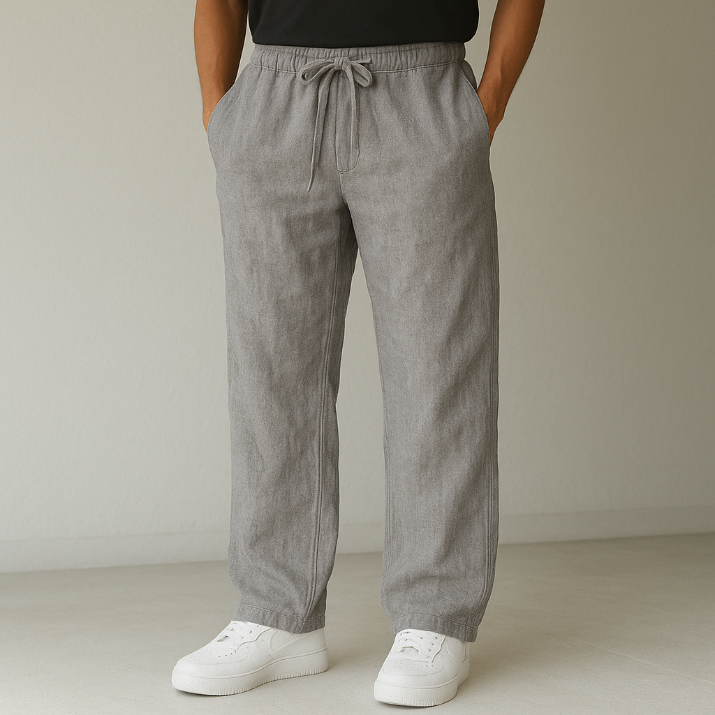 Men's Linen Drawstring Pants with Relaxed Fit and Deep Pockets - Image 5
