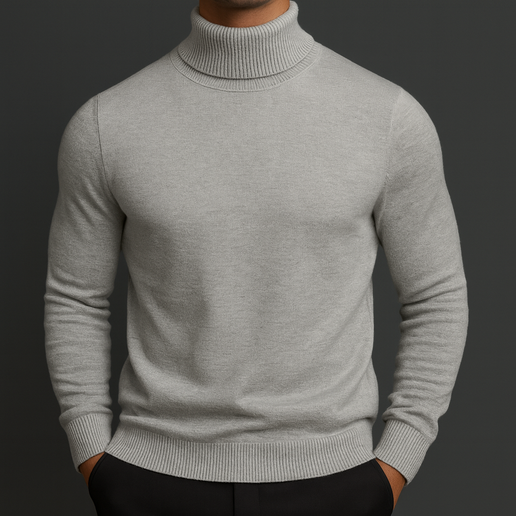 Men's Merino Wool Turtleneck Sweater with Plush Fleece Lining and Ribbed Collar - Image 6