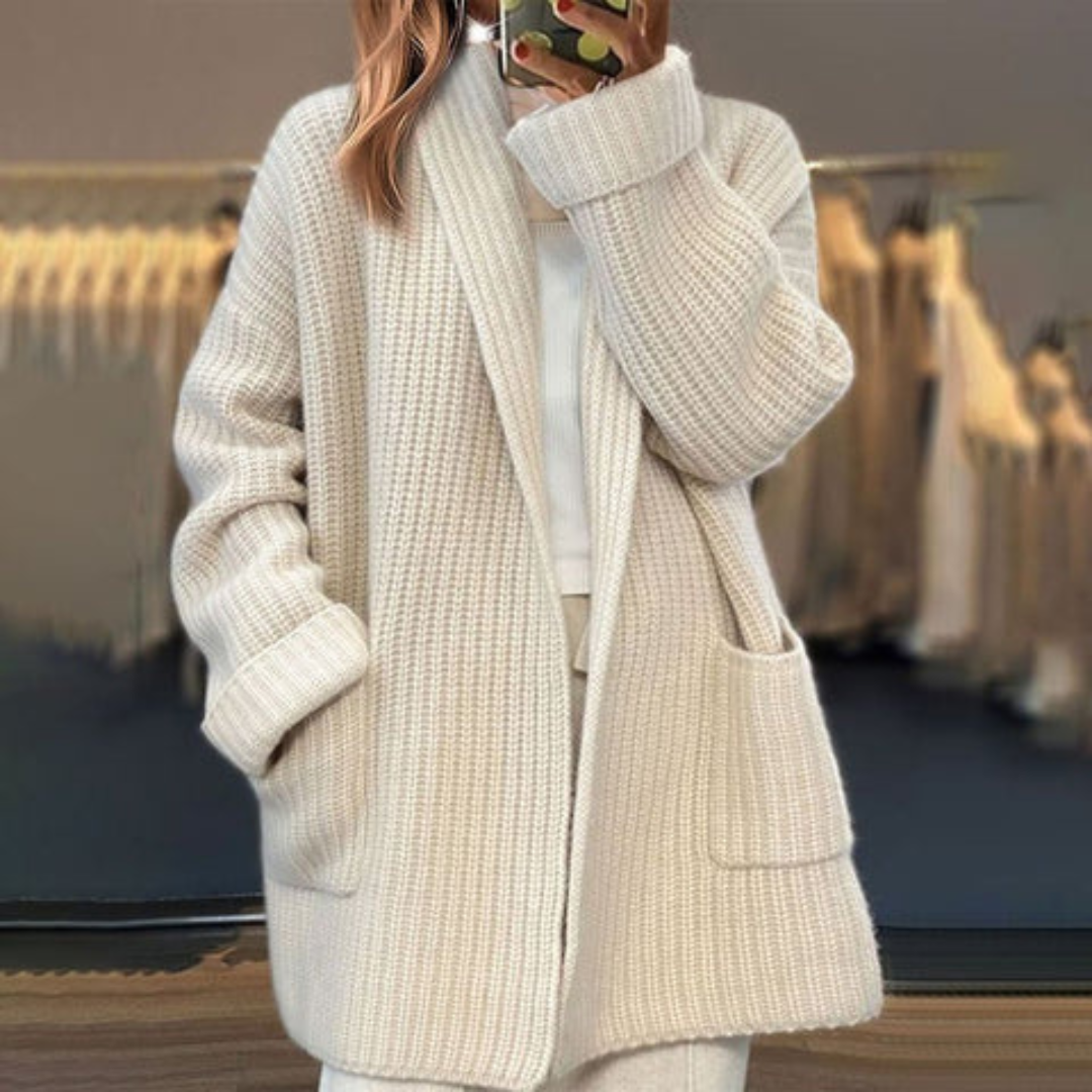 Men's Oversized Chunky Knit Cardigan Sweater with Shawl Collar and Open Front - Image 3