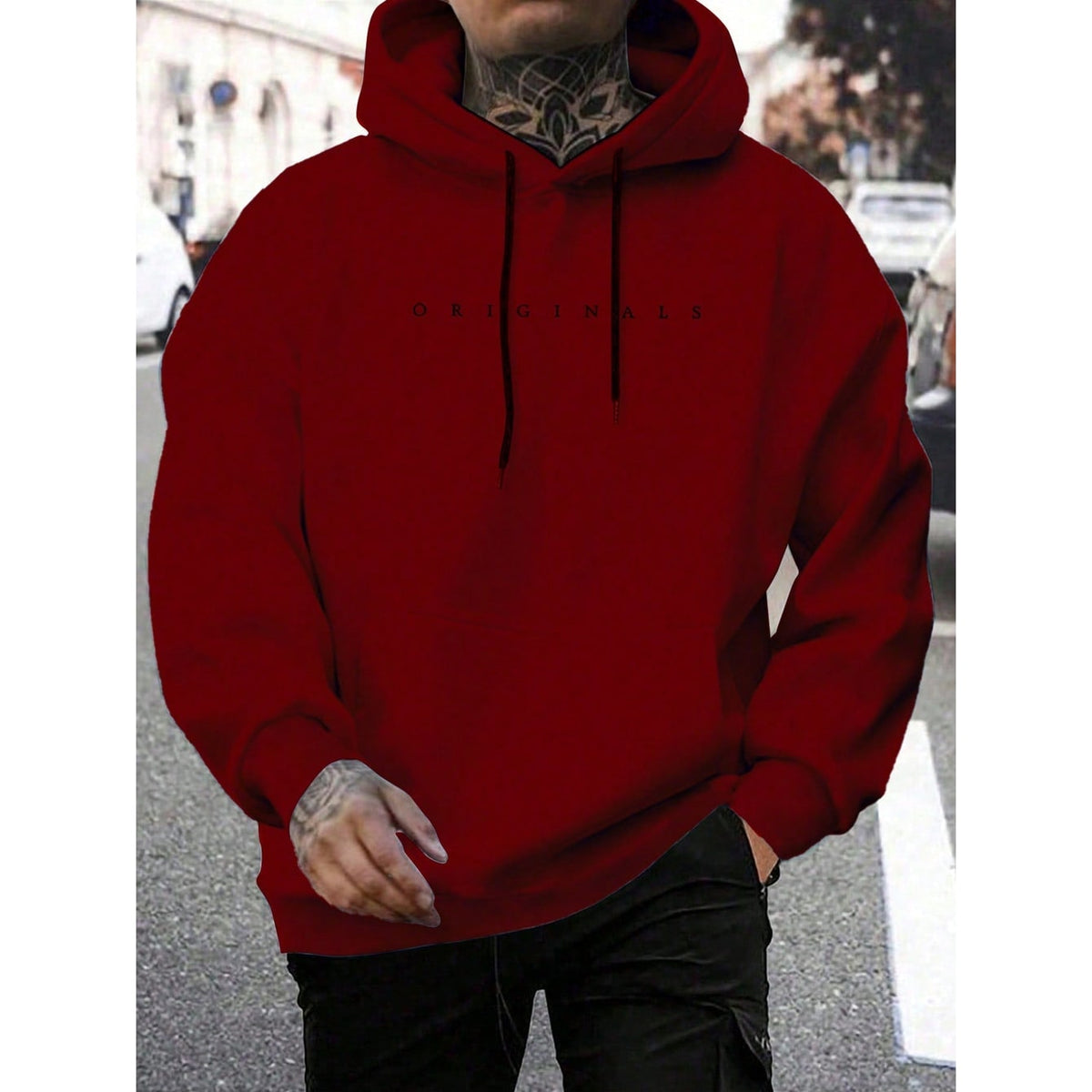 Men's Oversized Graphic Hoodie with Drawstring Cotton Kangaroo Pocket - Image 4