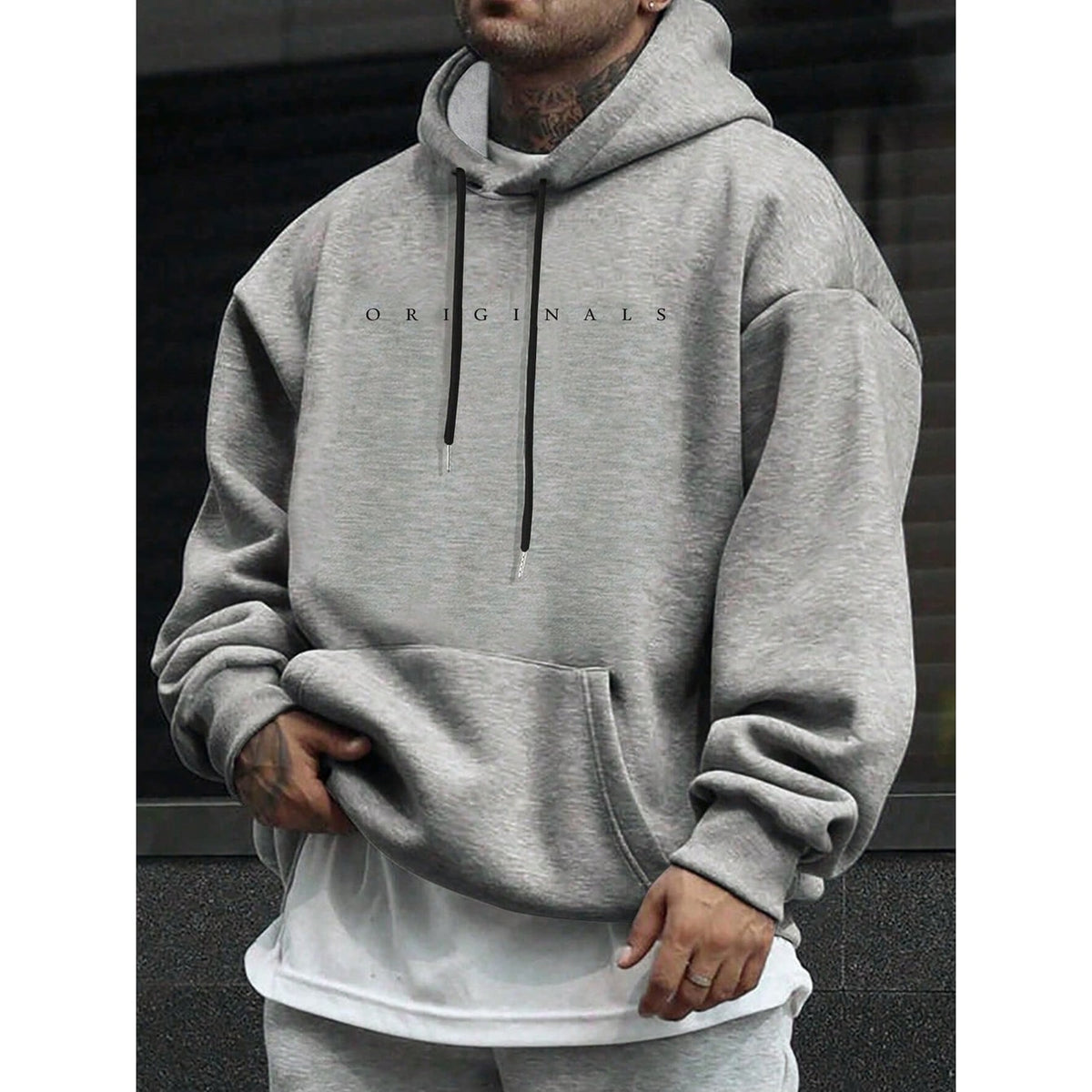 Men's Oversized Graphic Hoodie with Drawstring Cotton Kangaroo Pocket - Image 7