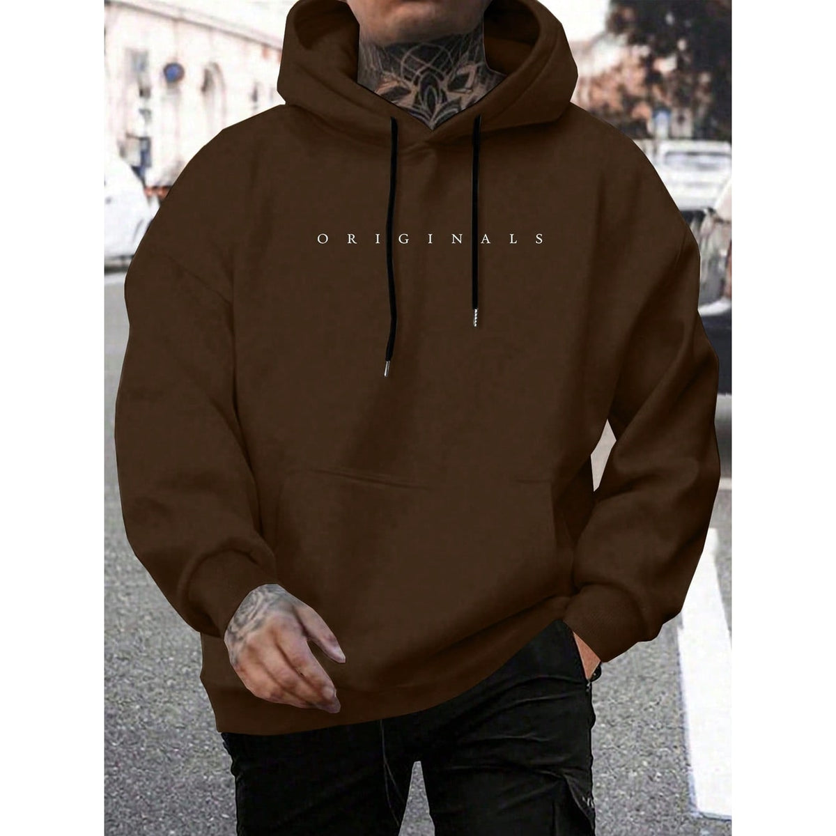 Men's Oversized Graphic Hoodie with Drawstring Cotton Kangaroo Pocket - Image 9