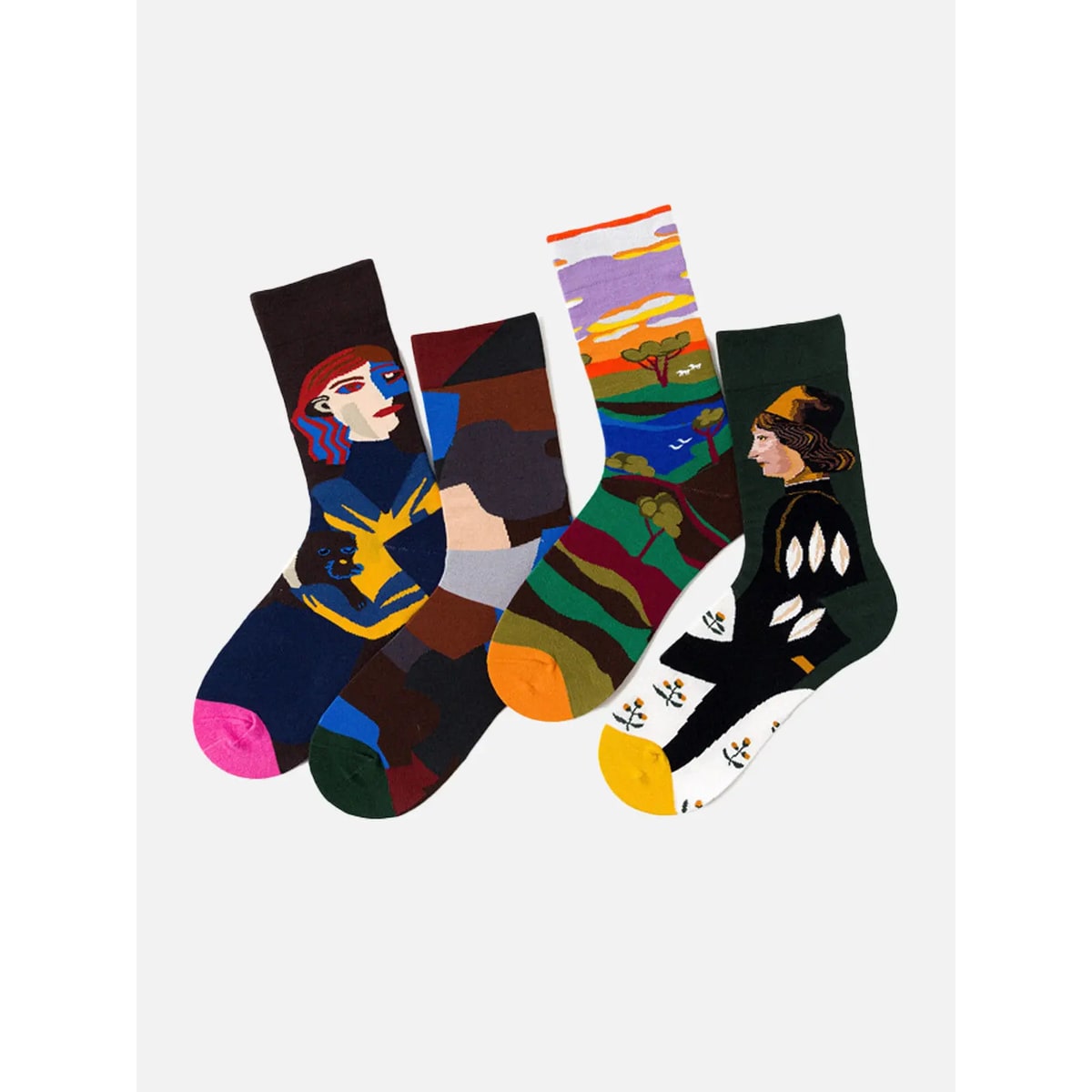 Men's Patterned Crew Socks with Cotton Blend Knit and Contrasting Heel - Image 16