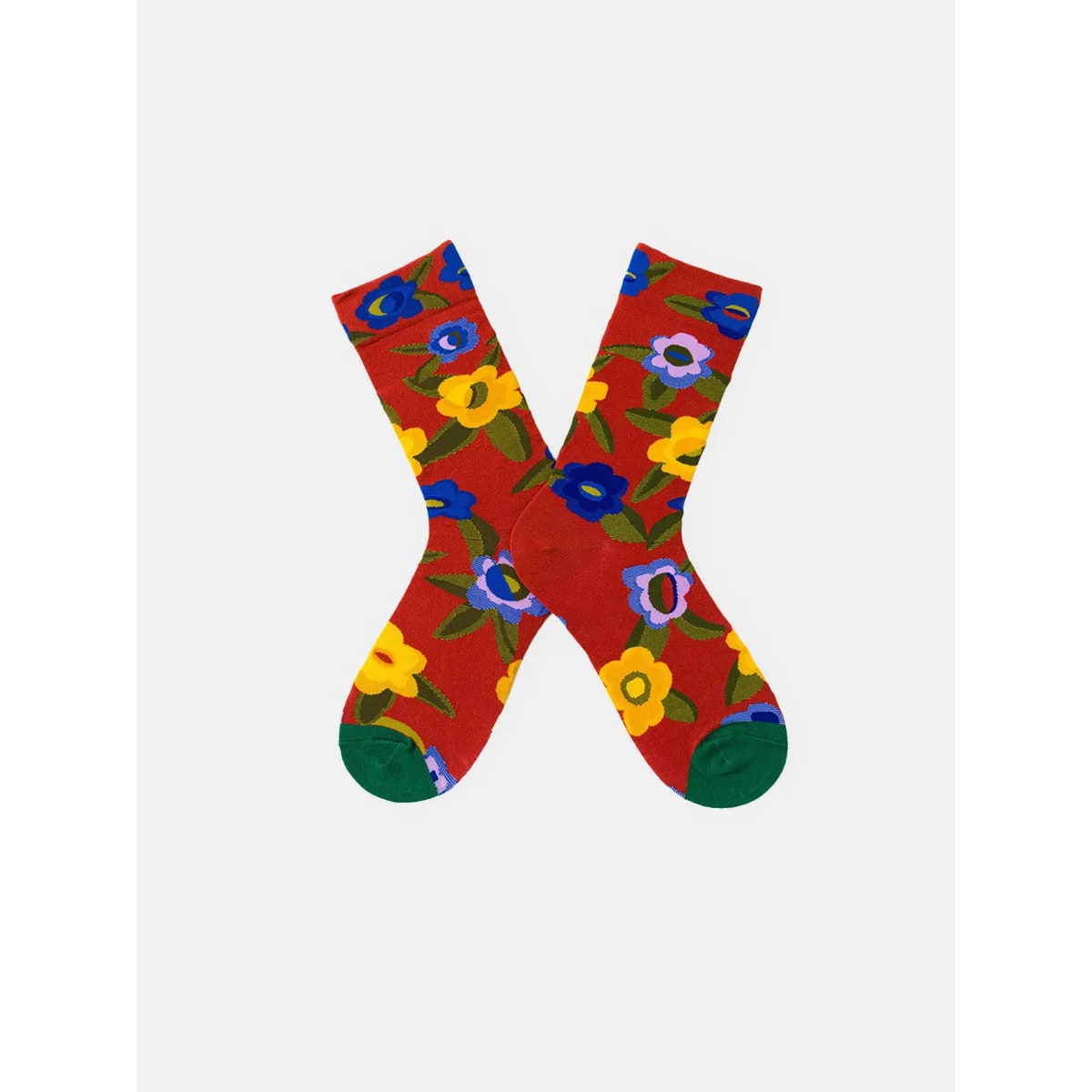 Men's Patterned Crew Socks with Cotton Blend Knit and Contrasting Heel - Image 8