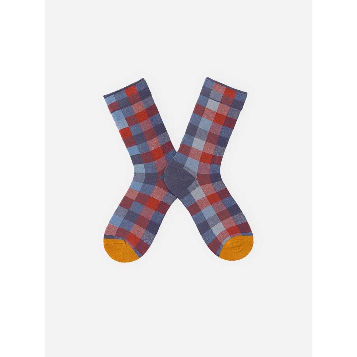 Men's Patterned Crew Socks with Cotton Blend Knit and Contrasting Heel - Image 9