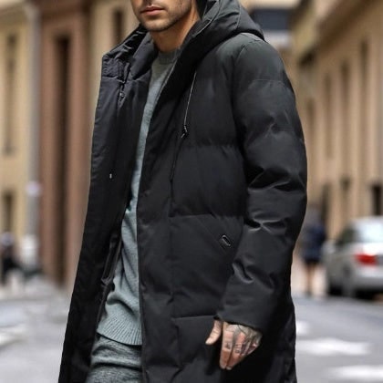 Men's Puffer Coat Winter Quilted Hooded Down Jacket with Drawstring - Image 1