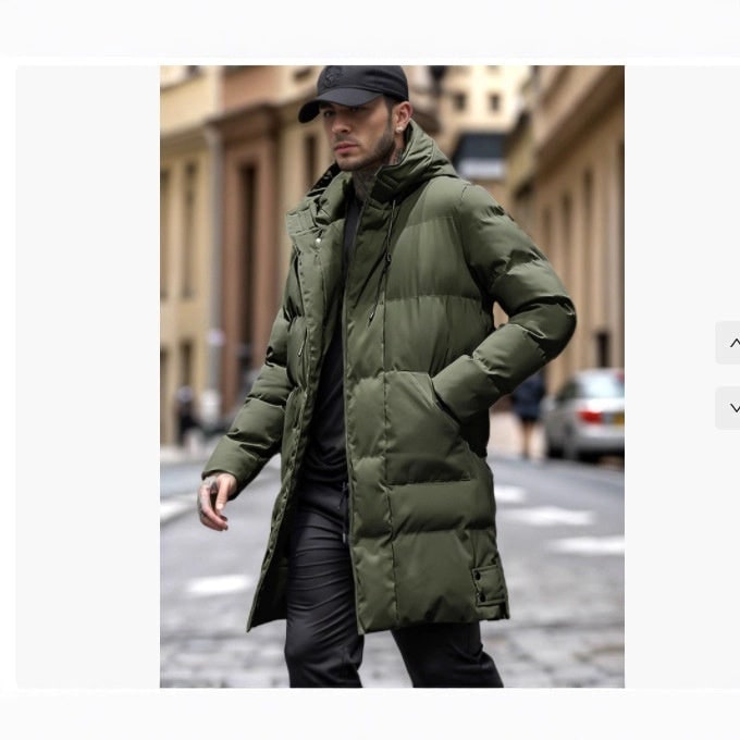 Men's Puffer Coat Winter Quilted Hooded Down Jacket with Drawstring - Image 2