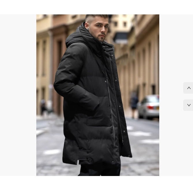 Men's Puffer Coat Winter Quilted Hooded Down Jacket with Drawstring - Image 3