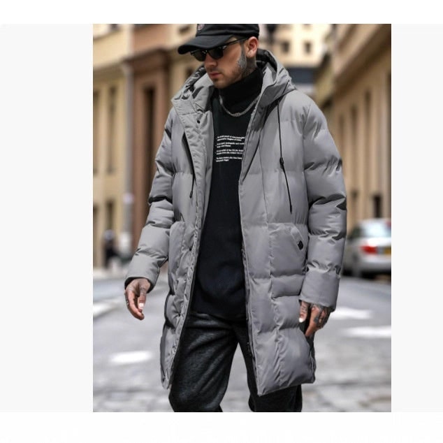 Men's Puffer Coat Winter Quilted Hooded Down Jacket with Drawstring - Image 5