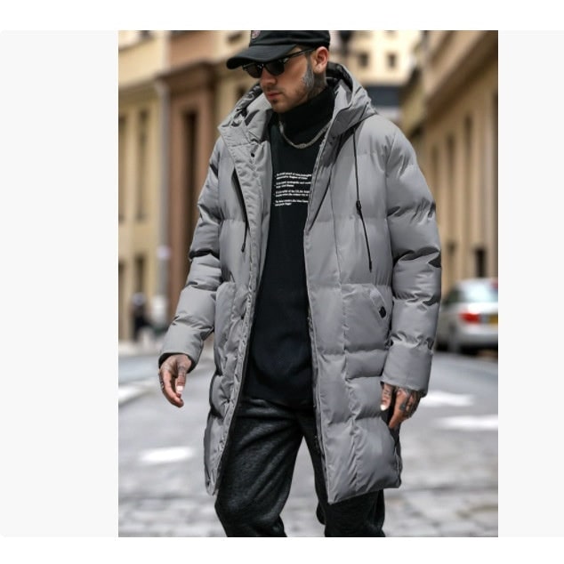 Men's Puffer Coat Winter Quilted Hooded Down Jacket with Drawstring - Image 8