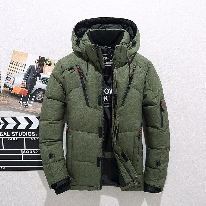 Men's Puffer Jacket with Quilted Design and Adjustable Hooded Winter Coat - Image 7