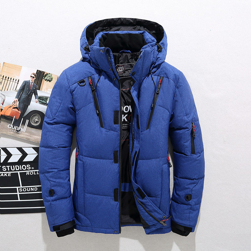 Men's Puffer Jacket with Quilted Design and Adjustable Hooded Winter Coat - Image 8