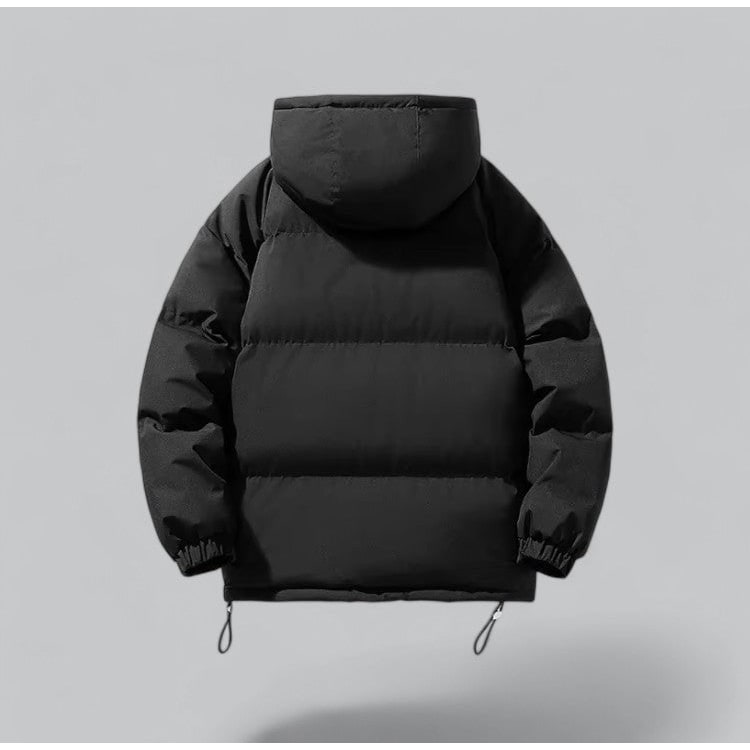 Men's Puffer Quilted Jacket with Hooded Drawstring and Satin Lining - Image 2