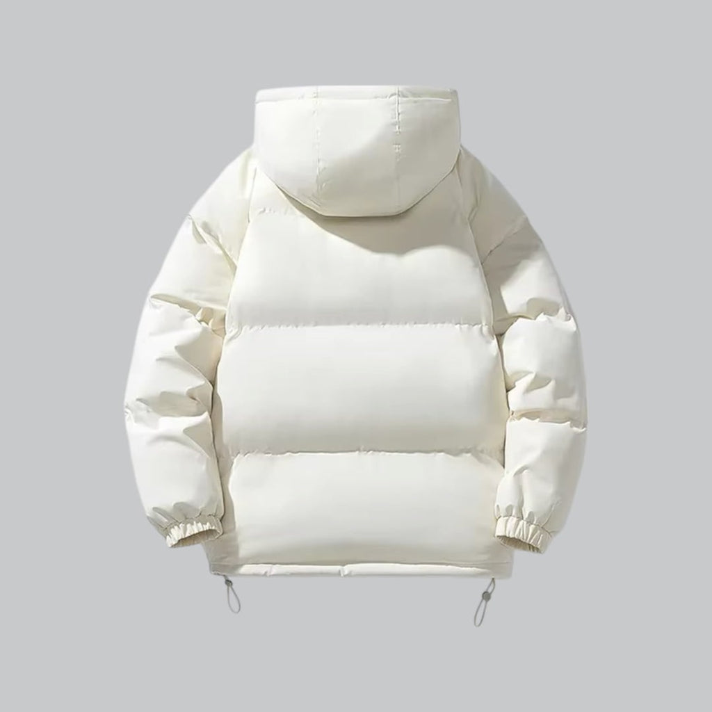 Men's Puffer Quilted Jacket with Hooded Drawstring and Satin Lining - Image 7