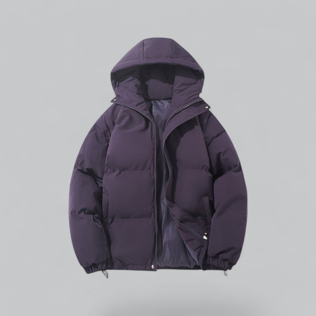 Men's Puffer Quilted Jacket with Hooded Drawstring and Satin Lining - Image 9