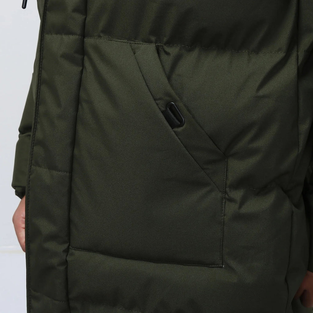 Men's Puffer Winter Coat with Quilted Hood and Adjustable Drawstring - Image 6