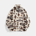 Men's Quarter Zip Fleece Pullover with Sherpa Geometric Print and Kangaroo Pocket - Image 4