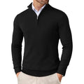 Men's Quarter Zip Sweater Jumper Pullover with Ribbed Funnel Neck and Metallic Zipper - Image 1