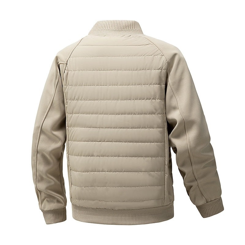 Men's Quilted Bomber Jacket with Ribbed Trim and Zippered Pockets - Image 2