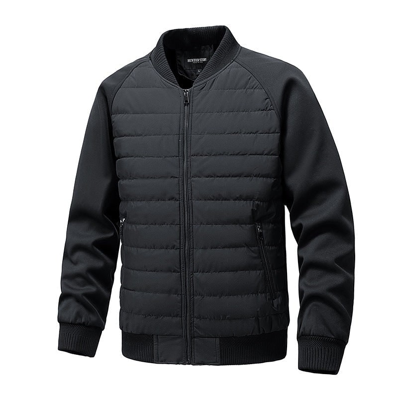 Men's Quilted Bomber Jacket with Ribbed Trim and Zippered Pockets - Image 4