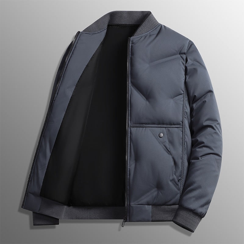 Men's Quilted Puffer Bomber Jacket with Ribbed Trim and Zip Closure - Image 2