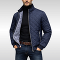 Men's Quilted Puffer Fleece Lined Bomber Jacket with Stand Collar - Image 1