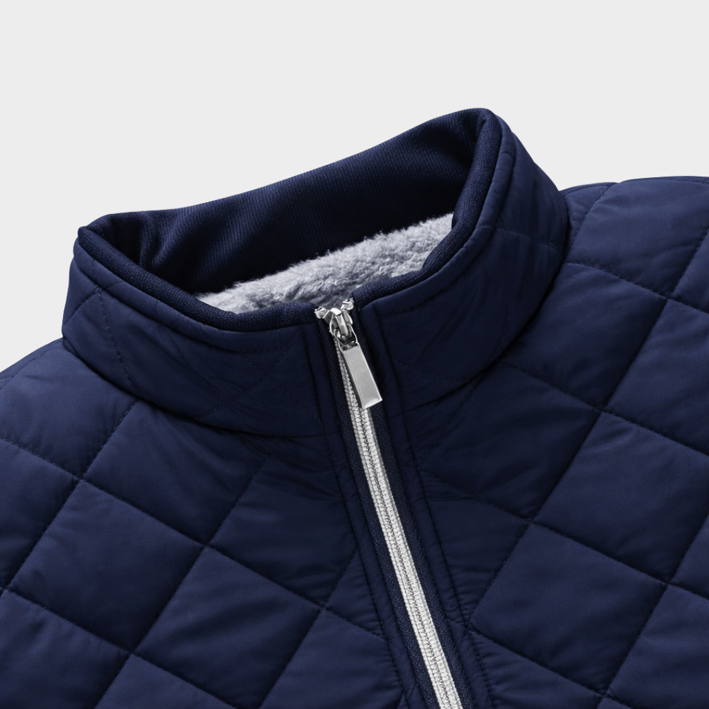 Men's Quilted Puffer Fleece Lined Bomber Jacket with Stand Collar - Image 5