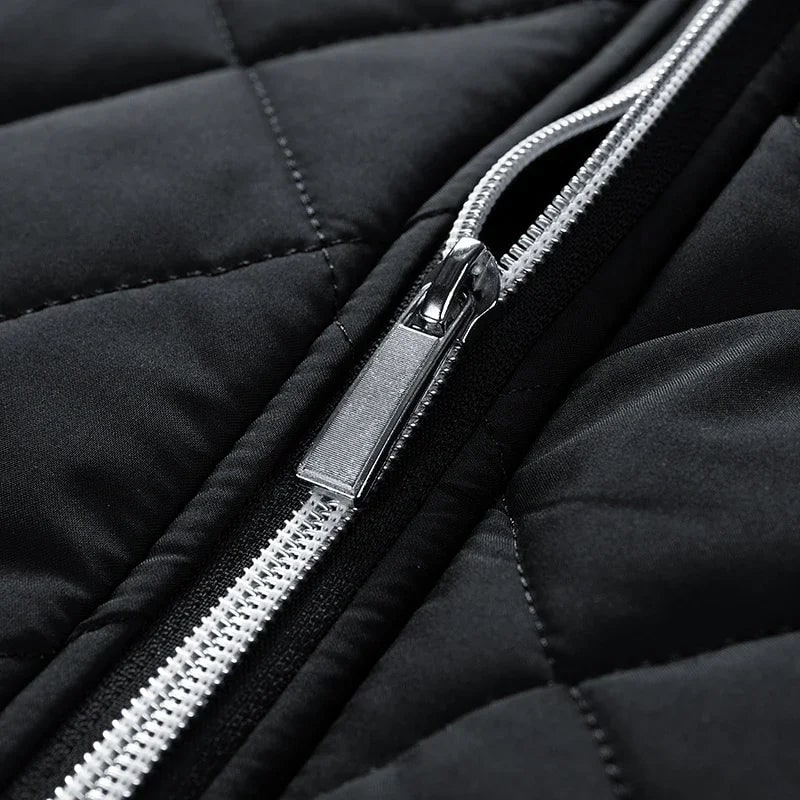 Men's Quilted Puffer Fleece Lined Bomber Jacket with Stand Up Collar - Image 5