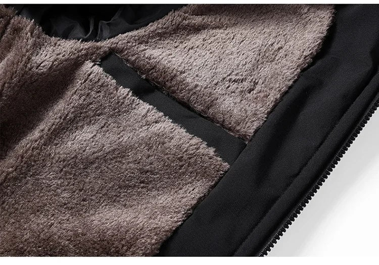 Men's Quilted Puffer Fleece Lined Jacket with Stand Collar and Zipper Pockets - Image 7