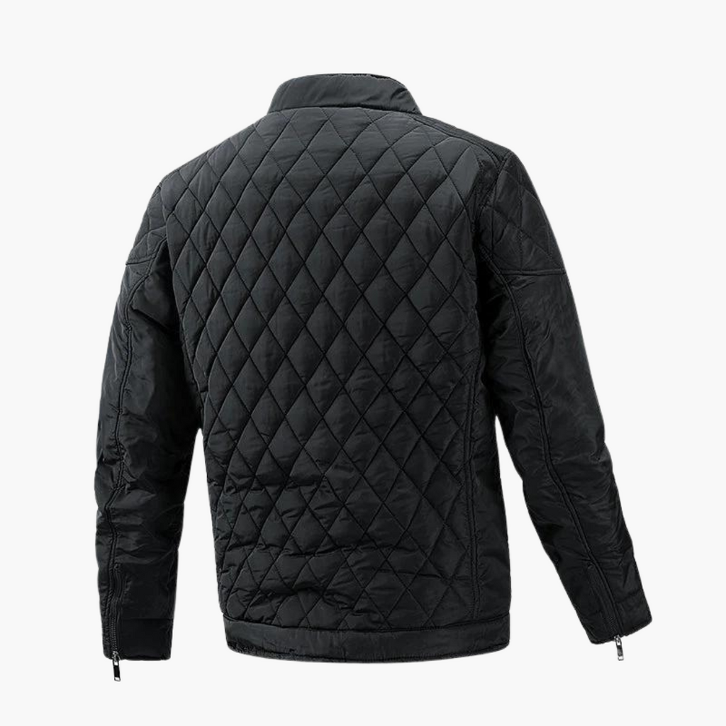 Men's Quilted Puffer Jacket with Diamond Pattern and Stand Collar - Image 2