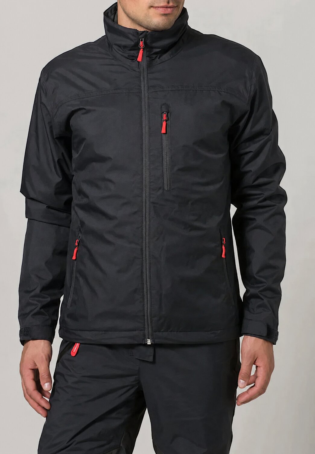 Men's Rain Jacket with Water-Resistant Collar and Zip Closure - Image 1
