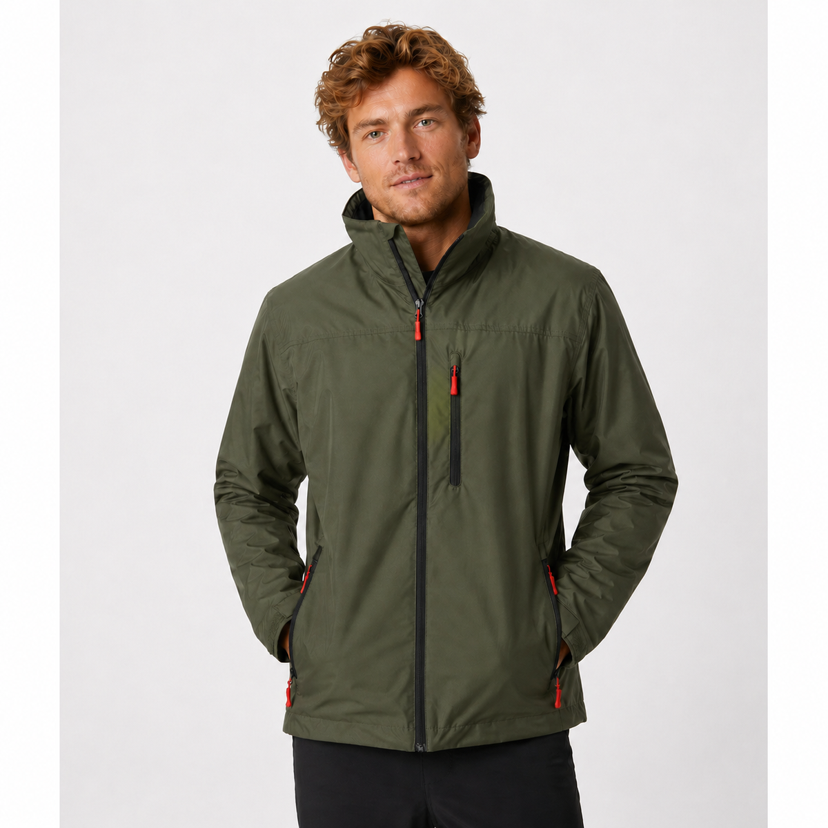 Men's Rain Jacket with Water-Resistant Collar and Zip Closure - Image 5