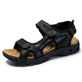 Men's Sport Leather Sandals with Adjustable Hook and Loop Straps for Comfort - Image 1