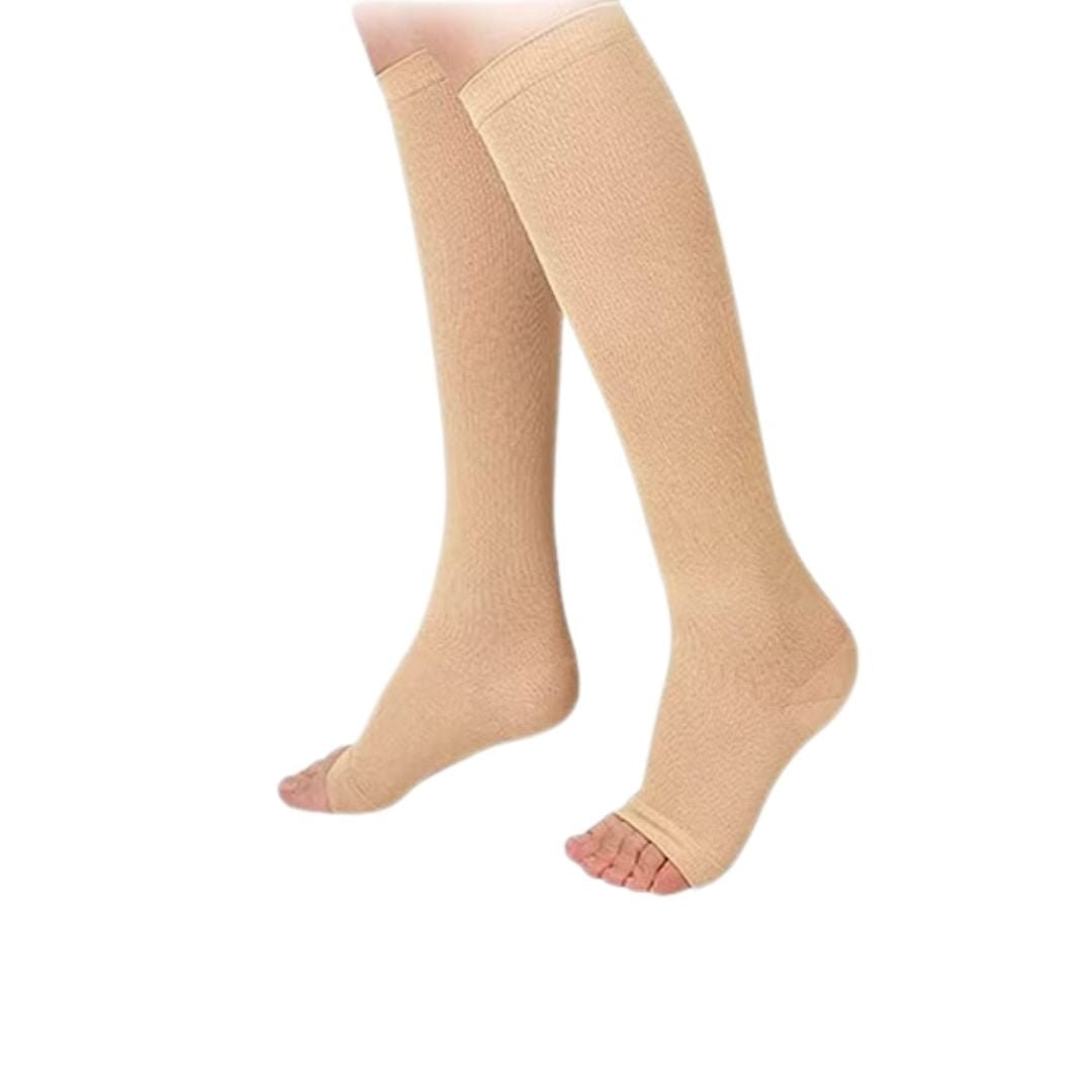 Men's Toeless Compression Socks for Varicose Veins and Pregnancy with Knee High Knit Support - Image 3